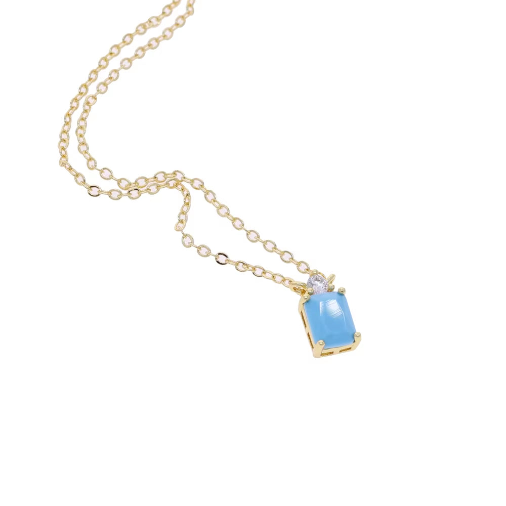 High Quality Geometric Fashion Jewelry Water Drop Shaped Turquoises Stone Delicate Necklace Gold Color Fashion Jewlery