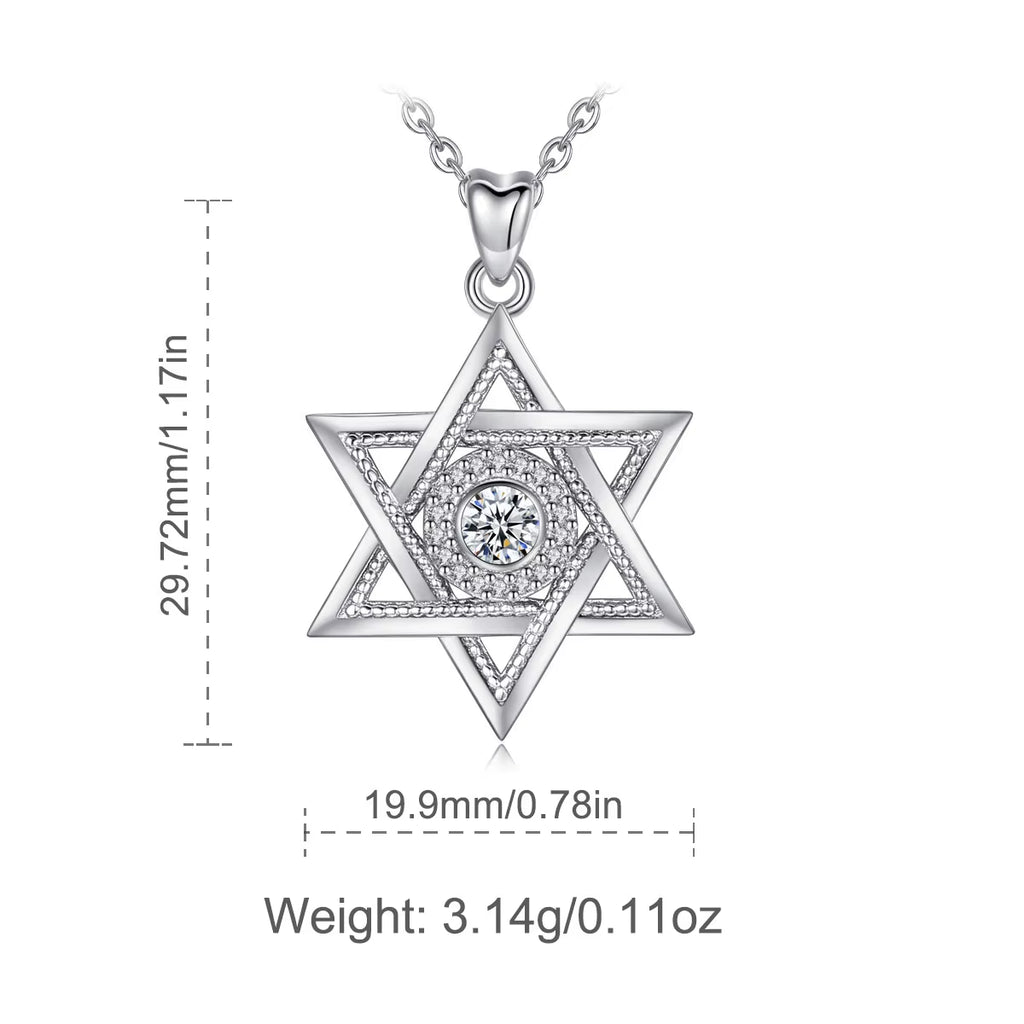 925 Sterling Silver Star of David Necklace Judaism Amulet Pendant Fine Zircon Religion Jewelry Festival Gift for Women