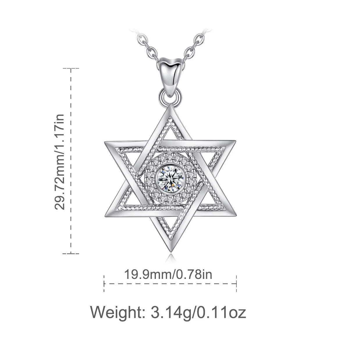 925 Sterling Silver Star of David Necklace Judaism Amulet Pendant Fine Zircon Religion Jewelry Festival Gift for Women