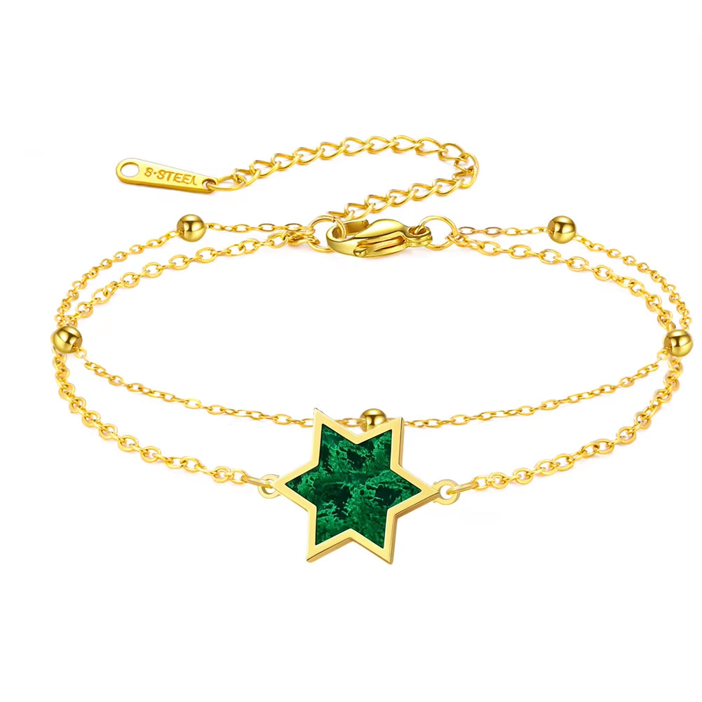 Star of David Bracelet for Women Jewish Magen David Eilat Stone Picture Adjustable Chain Protection Jewelry for Hanukkah