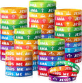 50 Pcs Jesus Me Ama Spanish Rainbow Wristbands 10 Cross Styles