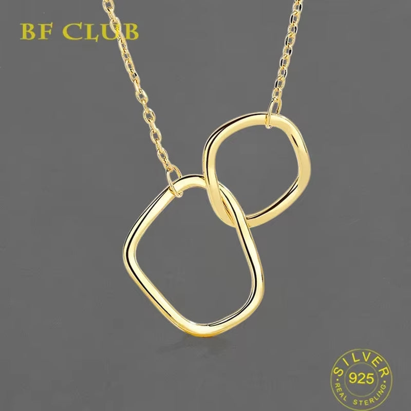 Silver Necklace for Women Circle Shape Gold Plated Trendy O Chain Chocker Chirstamas Gift Fine Jewlery