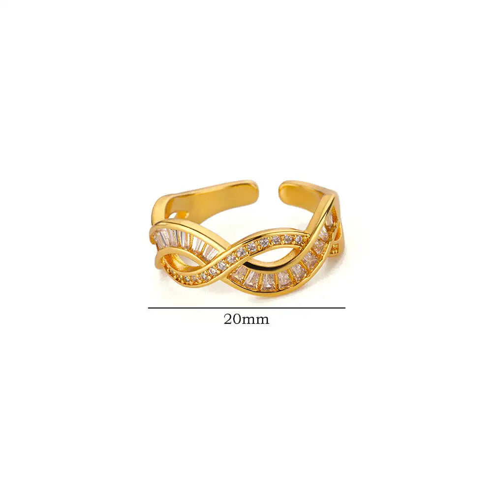 Zircon Geometric Rings for Women Stainless Steel Open Luxury Gold Color Wedding Couple Ring Party Jewlery Accessories Anillos