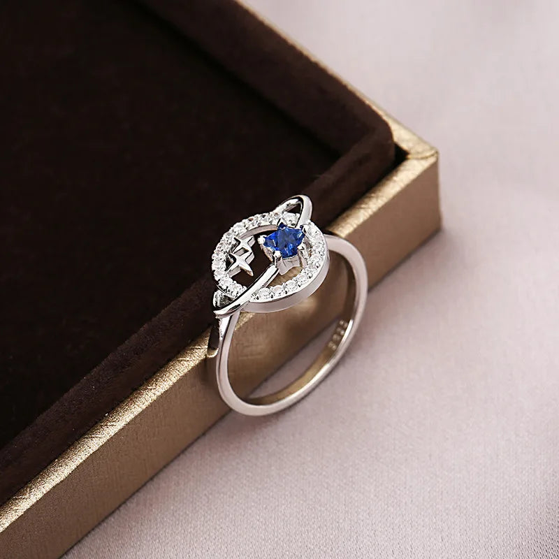 Design Star Earth Ring Wedding Engagement Rings for Women Mens Blue Crystal round for Women Jewlery Whole Sale