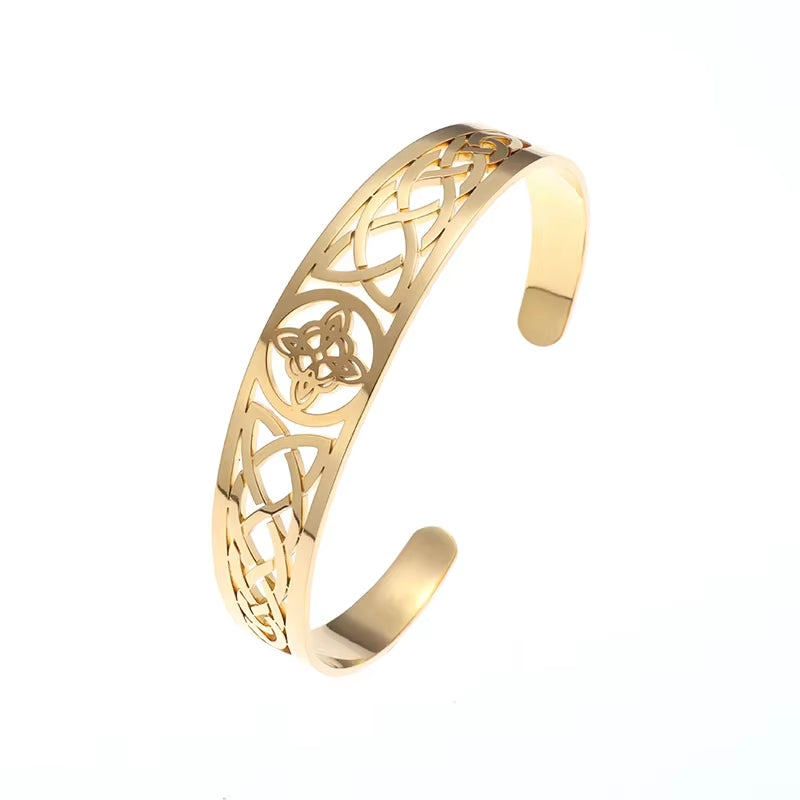Retro Punk Koi Fish Engraved Pattern Bracelet Suitable for Men and Women Good Luck Trendy Open Bracelet Jewelry Gift
