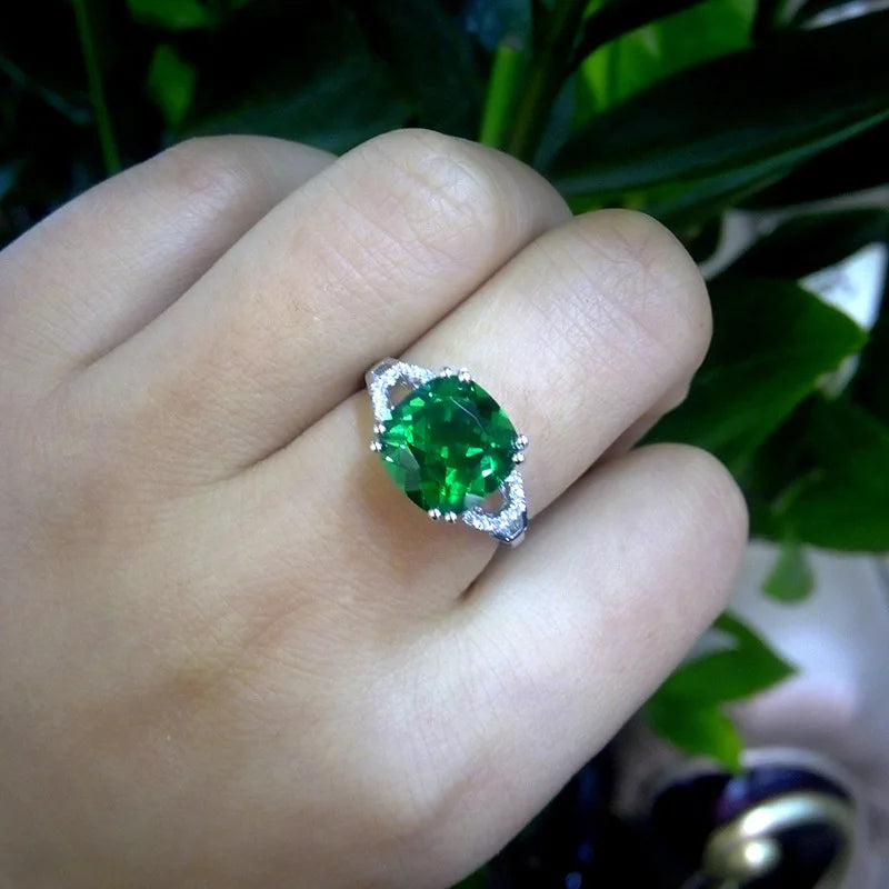 Cellacity Classic Silver Ring with Square Ruby/Emerald Gemstone Charm Women Silver Jewlery Engagement Lady Gift Size 6-10