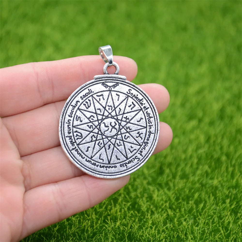 Double Side Key of Solomon Fourth Pentacle of Mercury Seal Pendant Necklace Wiccan Pagan Amulets Talismans Jewlery