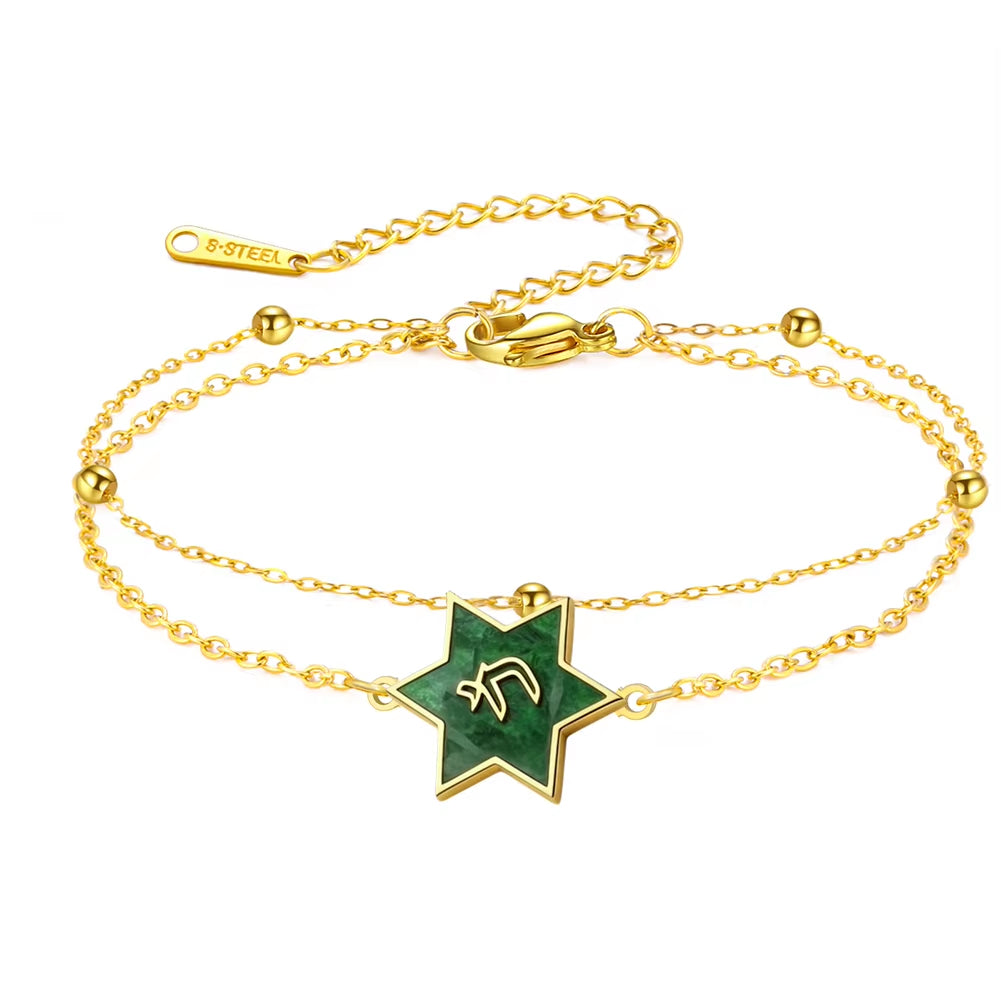Star of David Bracelet for Women Jewish Magen David Eilat Stone Picture Adjustable Chain Protection Jewelry for Hanukkah