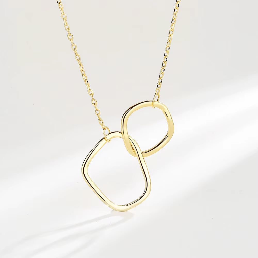 Silver Necklace for Women Circle Shape Gold Plated Trendy O Chain Chocker Chirstamas Gift Fine Jewlery