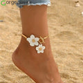 [Gorgeousxx] Fashion Cherry Blossom Charm Anklets for Women Summer Beach Jewlery Accessories