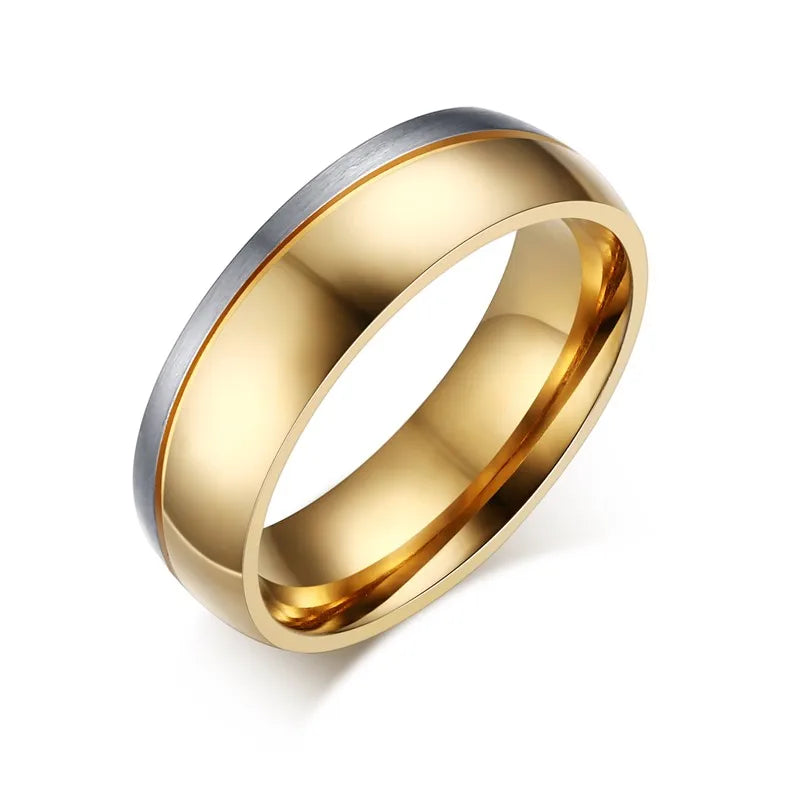 Wedding Ring for Women / Men Gold Color Love Engagement Couple Stainless Steel Lovers Jewlery Anniversary Gift US Size