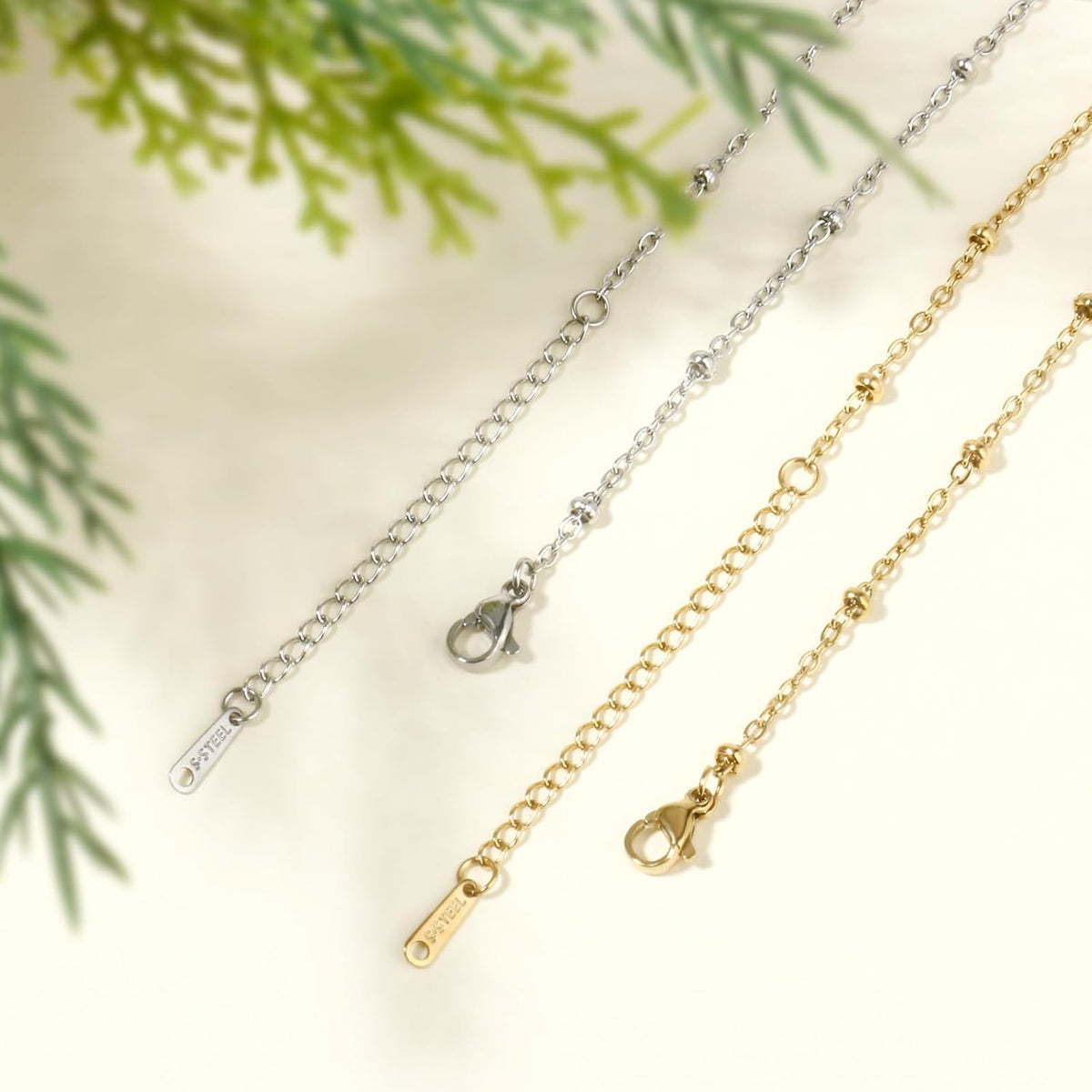 24PCS Silver Stainless Steel Cable Satellite Necklace for Jewelry Making