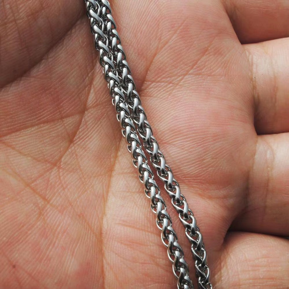Wholesale Jewelry -- 50/60/70/80/90/100/120 Cm Stainless Steel White Long Weave Chain Necklaces for Men Fashion Jewlery No Fade