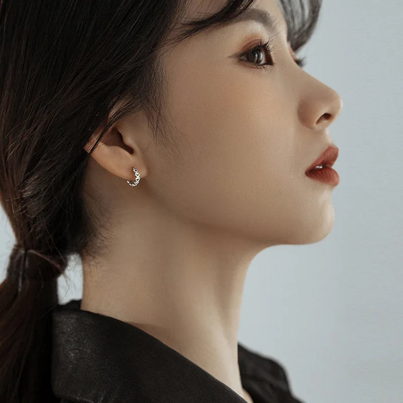 Silver Color Simple Hollow Out Heart-Shape Chain Earrings for Women Fashion High-Quality Elegant Jewlery