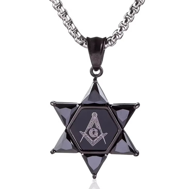 Men\'S High Quality Metal Gold Plated Star of David Masonic Pendant Necklace Classic Punk Religious Style Amulet Jewelry