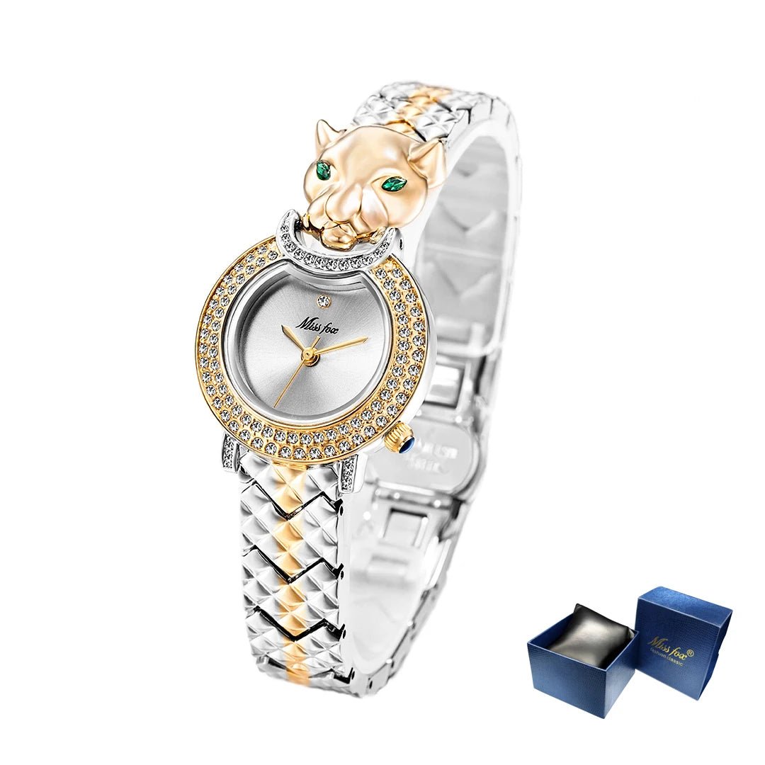Leopard 3D Bling Diamond Quartz Women Watch Fashion Casual Ladies Watch Female Quartz Gold Watch Jewelry Women Clock