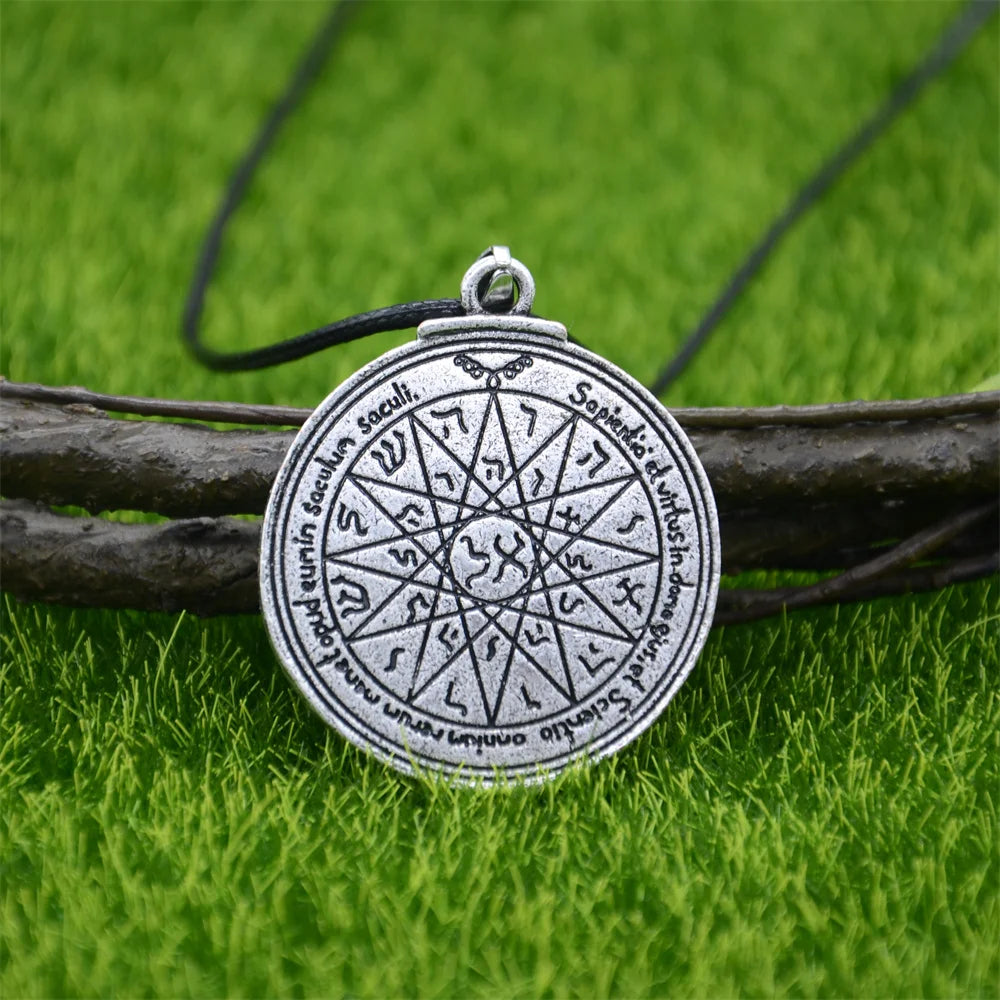 Double Side Key of Solomon Fourth Pentacle of Mercury Seal Pendant Necklace Wiccan Pagan Amulets Talismans Jewlery
