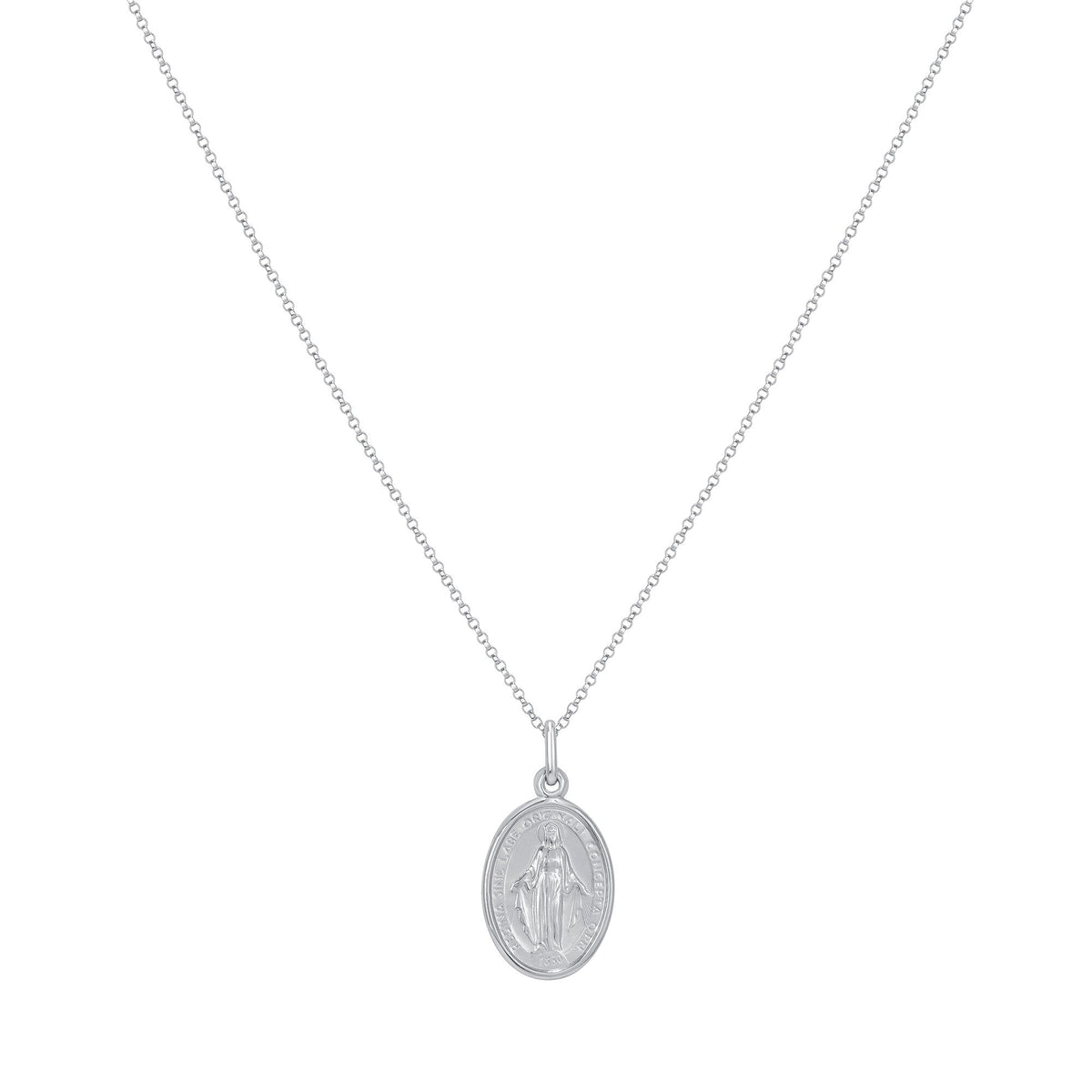 14K Gold Virgin Mary Oval Pendant Necklace, Religious Jewelry