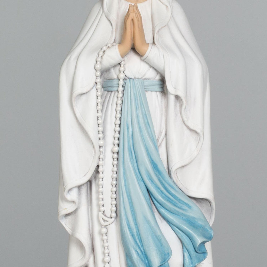 Our Lady of Lourdes Statue - 13 Inch Virgin Mary Praying Rosary Holder Catholic Blessed Mother Statue Hand Painted, Home Decor Religious Gift