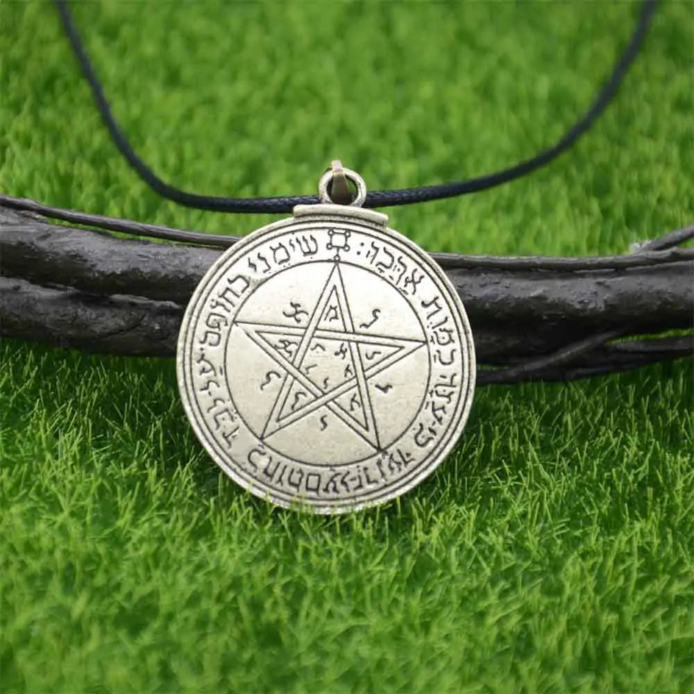 Double Side Key of Solomon Fourth Pentacle of Mercury Seal Pendant Necklace Wiccan Pagan Amulets Talismans Jewlery