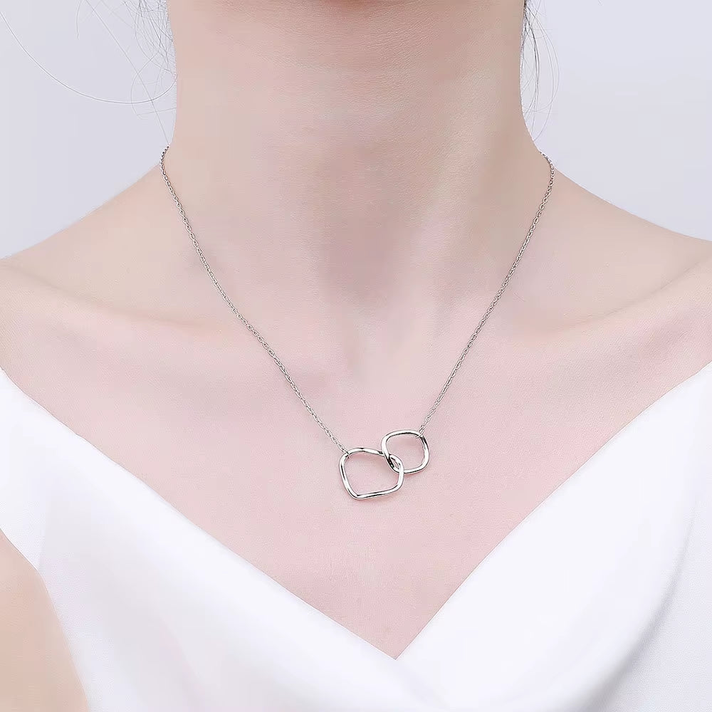 Silver Necklace for Women Circle Shape Gold Plated Trendy O Chain Chocker Chirstamas Gift Fine Jewlery