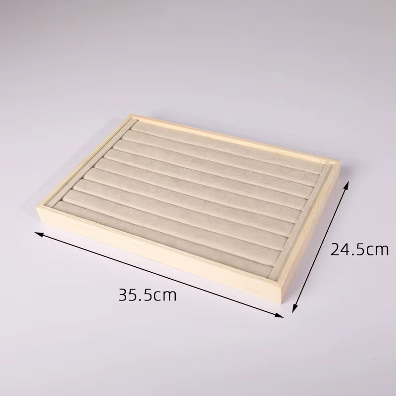 Wooden Green/Unqiue Beige Vevlet Case Necklace Organizer Jewlery Packaging Gift Box Ring Earring Holder Bracelet Stand Wholesale