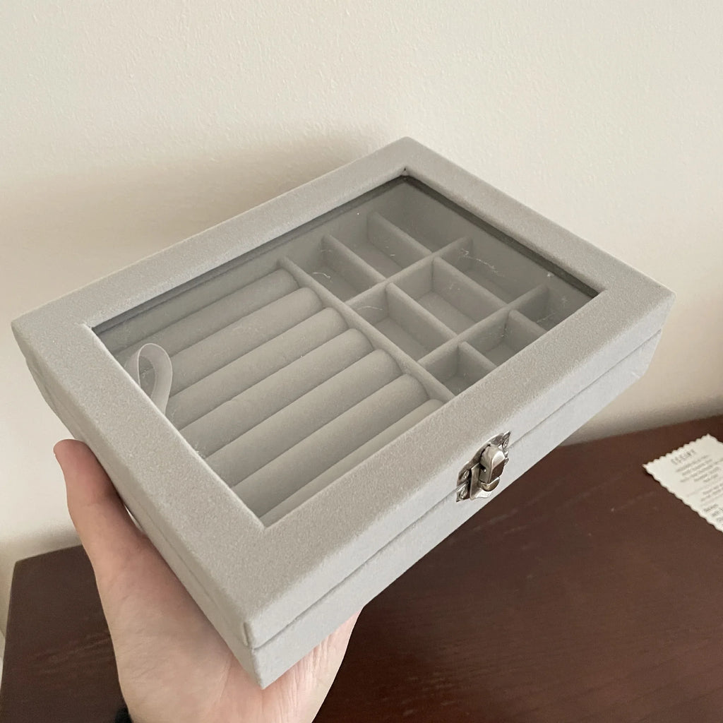 Jewelry Storage Box Earring Ring Necklace Organizers Storage Transparent Jewlery Holder Display Box for Jewelry Classification