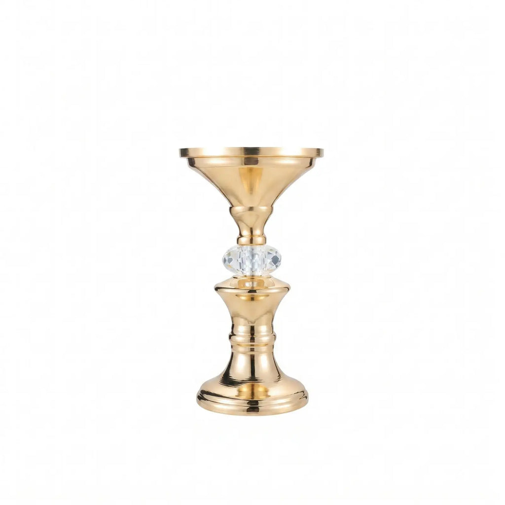 Gold Metal Pillar Candlestick Holders Vintage Pillar Candle Holders Elegant Metal Crystal Pillar Candle Stands