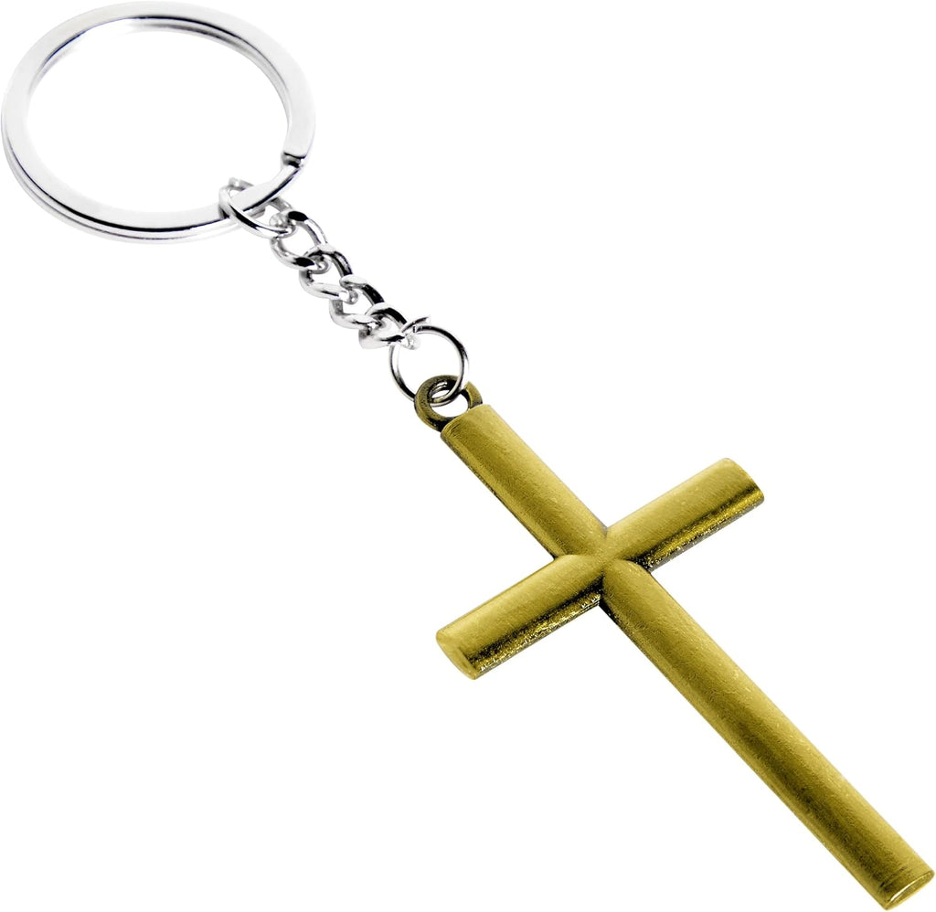 Cross Keychain Set - Bulk Metal Cross Keychain Party Favors - Christian Gift Ideas - Small, Zinc Alloy, 12-Pack, Silver, Gold & Copper
