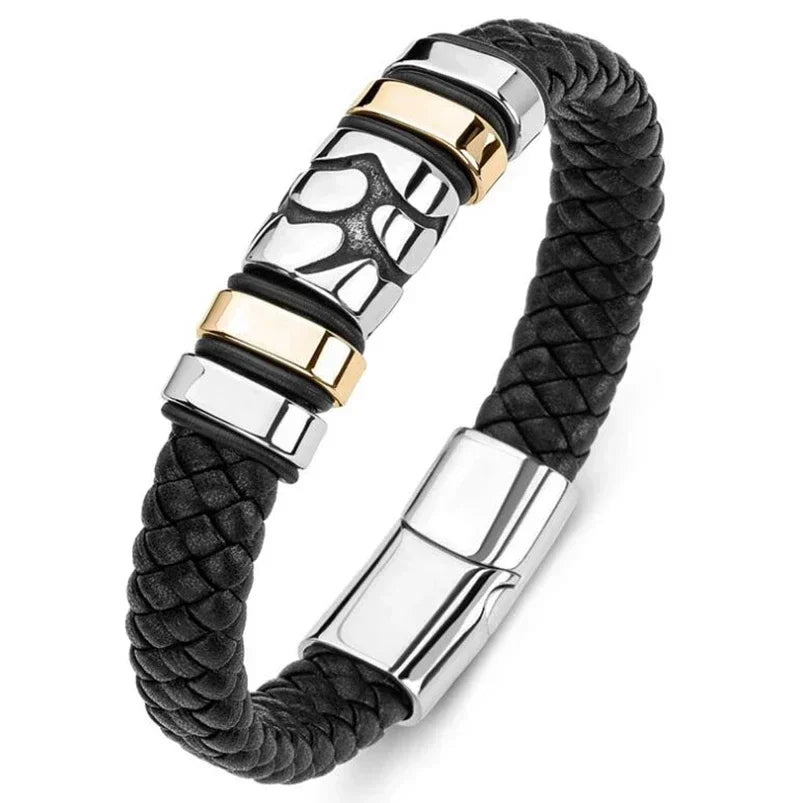 Fashion Star of David Multilayer Leather Braided Bracelet with Magnetic Clasp Men\\\\\\\'S Vintage Judaica Amulet Jewelry
