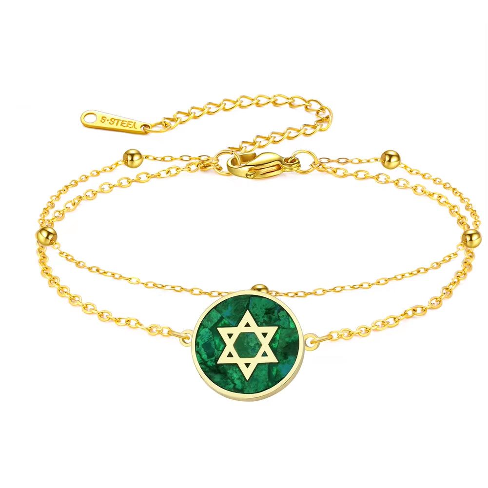 Star of David Bracelet for Women Jewish Magen David Eilat Stone Picture Adjustable Chain Protection Jewelry for Hanukkah