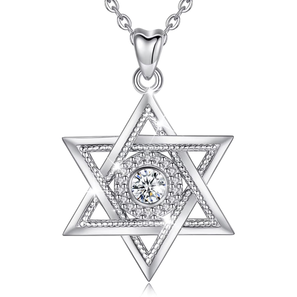 925 Sterling Silver Star of David Necklace Judaism Amulet Pendant Fine Zircon Religion Jewelry Festival Gift for Women