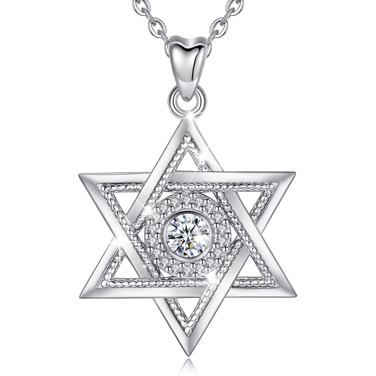 925 Sterling Silver Star of David Necklace Judaism Amulet Pendant Fine Zircon Religion Jewelry Festival Gift for Women
