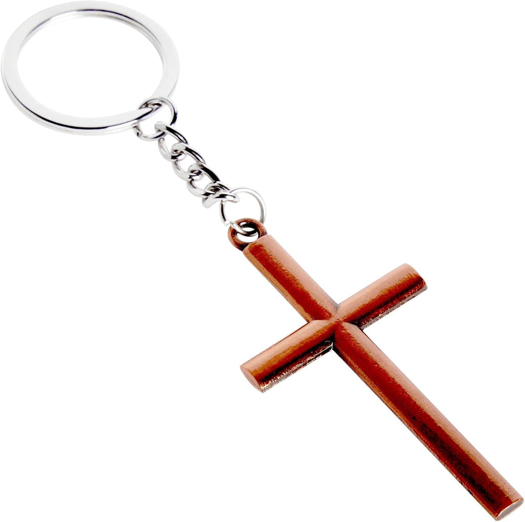 Cross Keychain Set - Bulk Metal Cross Keychain Party Favors - Christian Gift Ideas - Small, Zinc Alloy, 12-Pack, Silver, Gold & Copper