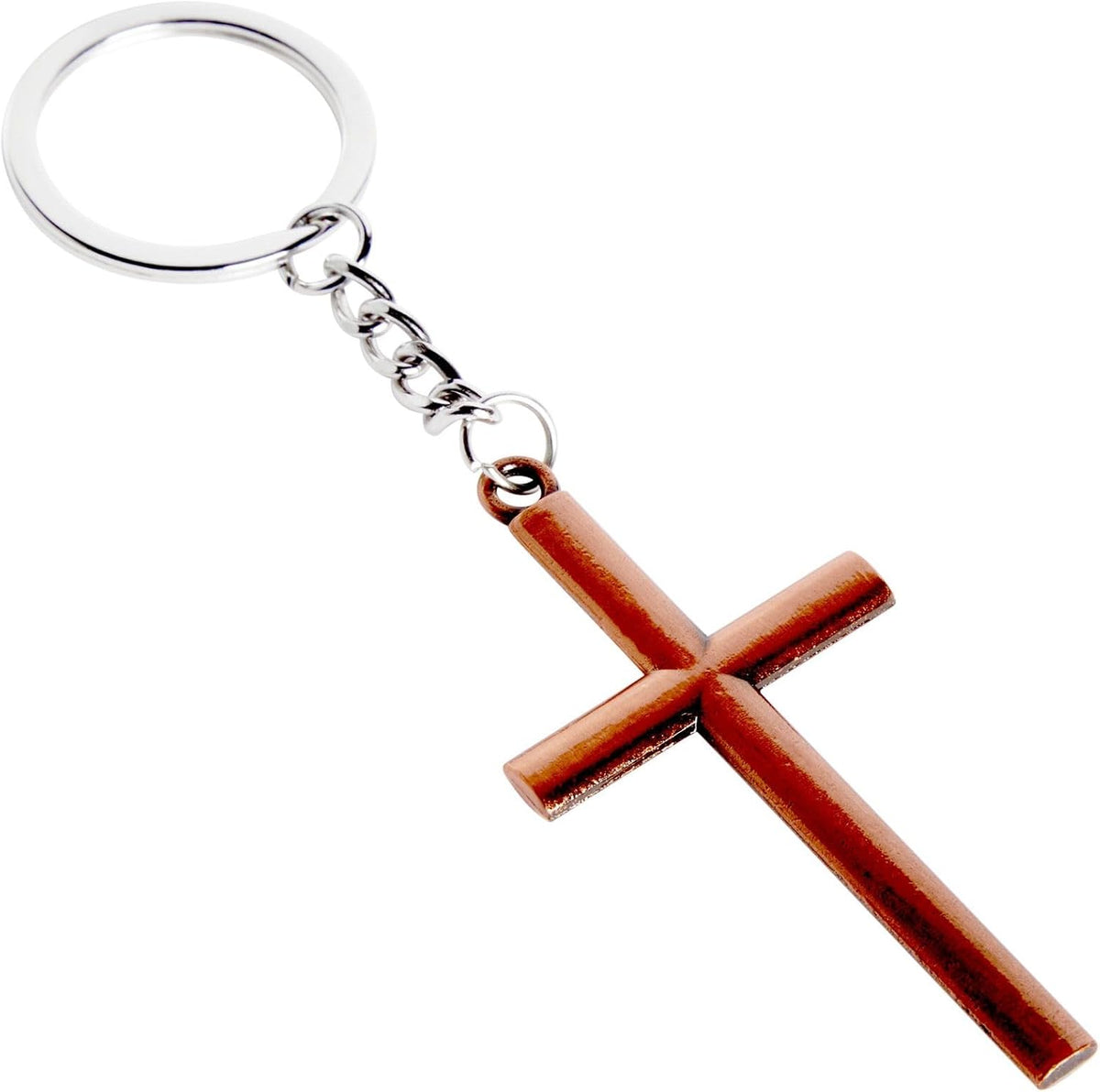 Cross Keychain Set - Bulk Metal Cross Keychain Party Favors - Christian Gift Ideas - Small, Zinc Alloy, 12-Pack, Silver, Gold & Copper