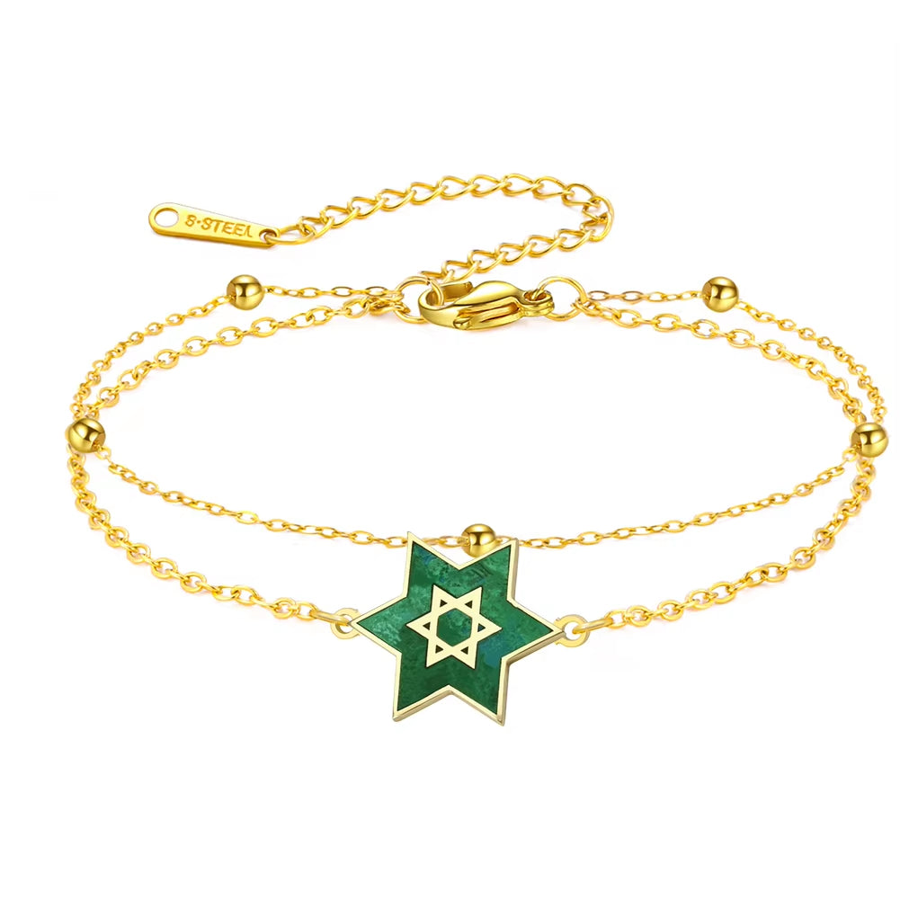 Star of David Bracelet for Women Jewish Magen David Eilat Stone Picture Adjustable Chain Protection Jewelry for Hanukkah