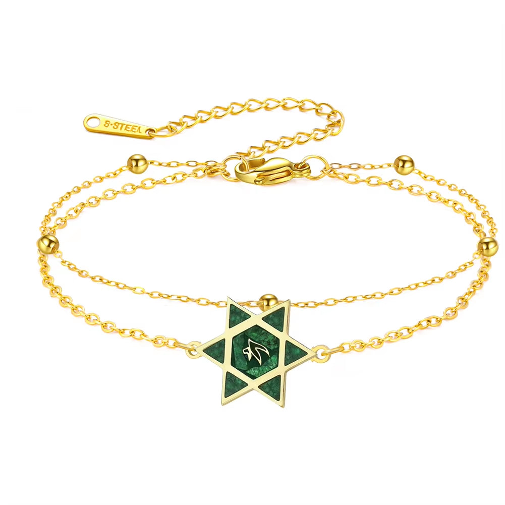 Star of David Bracelet for Women Jewish Magen David Eilat Stone Picture Adjustable Chain Protection Jewelry for Hanukkah