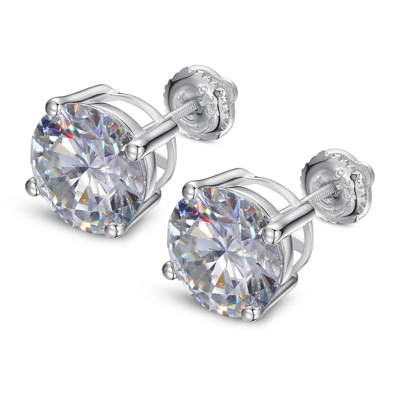 9Mm 3CT Moissanite Stud  Men Fine Jewlery 925 Sterling Silver Shining Wedding Engagement Ear Jewelry Girl Gift