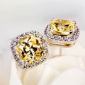 Luxury Female Crystal Zircon Stone Earrings Fashion Silver Color Yellow Double Stud Earrings for Women