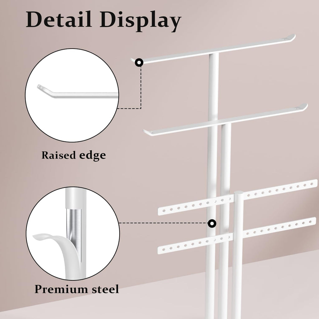 White Jewelry Organizer: 12.5" Sturdy Stand for 80 Pcs Jewelry