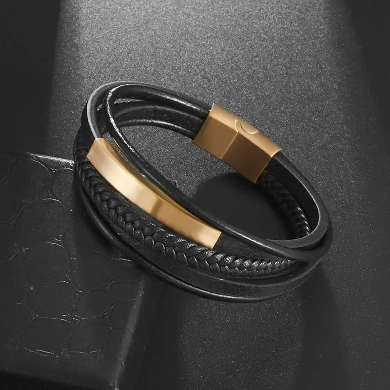 Fashion Star of David Multilayer Leather Braided Bracelet with Magnetic Clasp Men\\\\\\\'S Vintage Judaica Amulet Jewelry