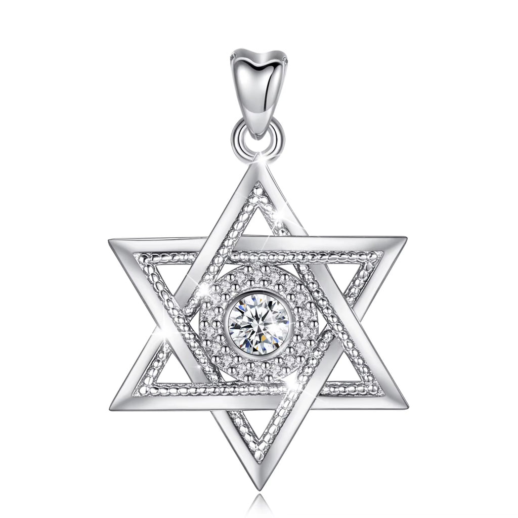 925 Sterling Silver Star of David Necklace Judaism Amulet Pendant Fine Zircon Religion Jewelry Festival Gift for Women