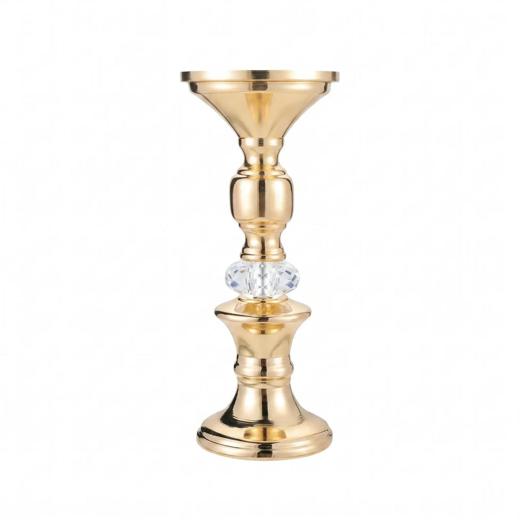 Gold Metal Pillar Candlestick Holders Vintage Pillar Candle Holders Elegant Metal Crystal Pillar Candle Stands
