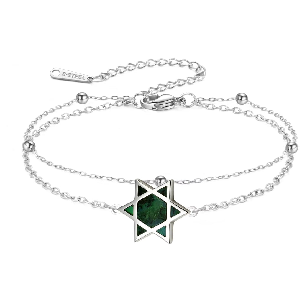 Star of David Bracelet for Women Jewish Magen David Eilat Stone Picture Adjustable Chain Protection Jewelry for Hanukkah
