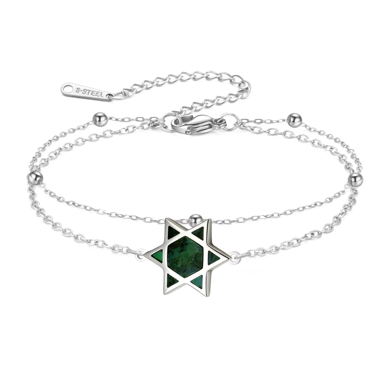 Star of David Bracelet for Women Jewish Magen David Eilat Stone Picture Adjustable Chain Protection Jewelry for Hanukkah