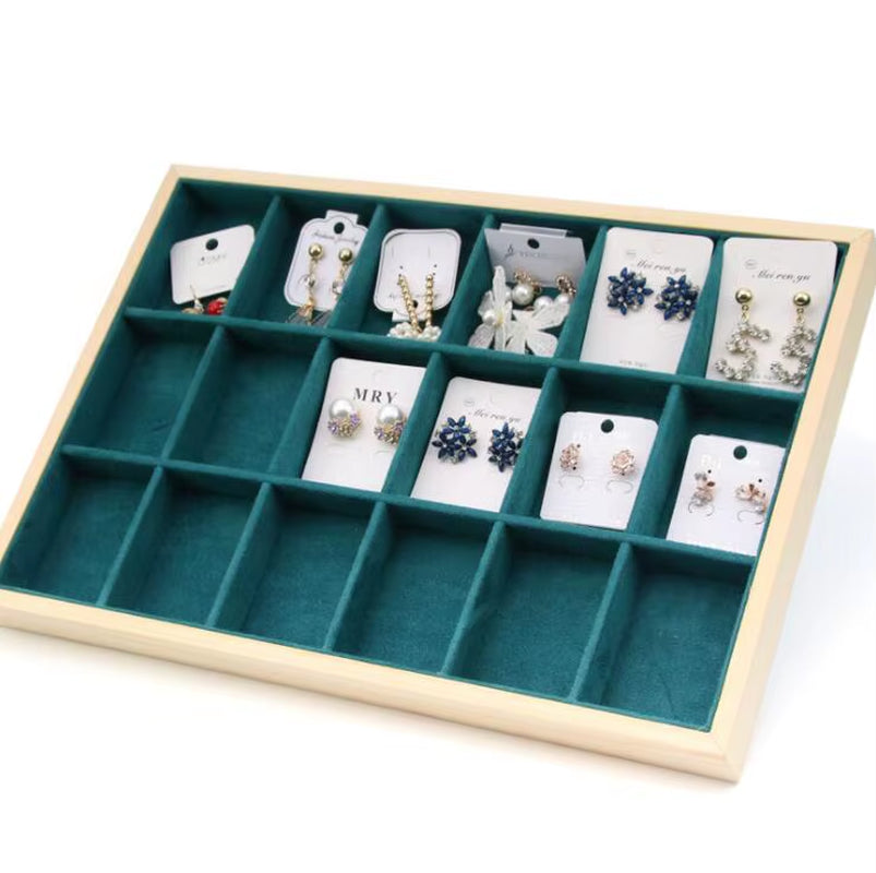 Wooden Green/Unqiue Beige Vevlet Case Necklace Organizer Jewlery Packaging Gift Box Ring Earring Holder Bracelet Stand Wholesale