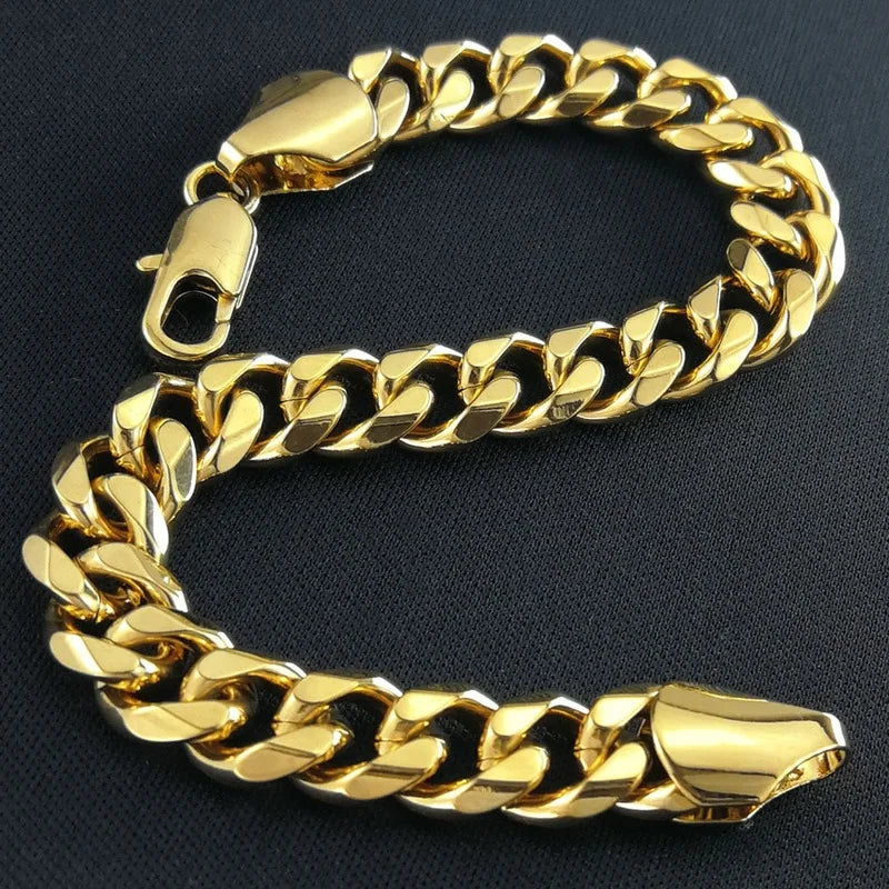 Yellow Gold Color Noble Mens Bracelet Chain Gift Jewelry B163
