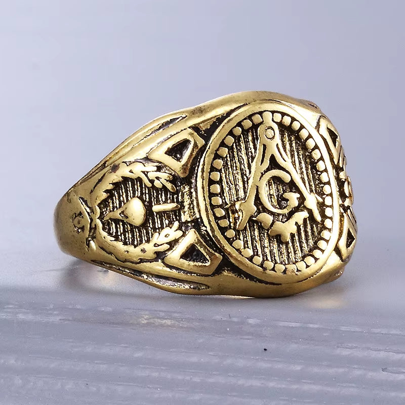 Fashion Jewelry Vintage Charm Mason Freemason Masonic Rings for Men Women Christmas Gifts