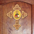 Saint Nicholas Pointy Wooden Cross by Museum Icons - Inspirational Icon Decor - 88321