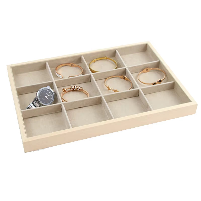 Wooden Green/Unqiue Beige Vevlet Case Necklace Organizer Jewlery Packaging Gift Box Ring Earring Holder Bracelet Stand Wholesale